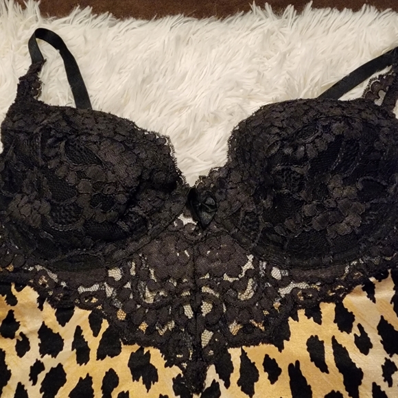 VINTAGE VICTORIAS SECRET 2ND SKIN ANIMAL PRINT MIRACLE BRA DRESS/SLIP 36C - Picture 6 of 16